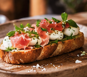 Bruschetta mozzarella e Prosciutto